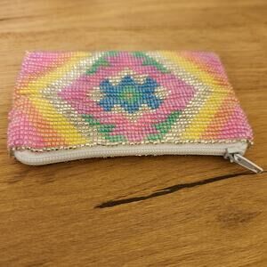 Unique Artisanal Beaded Coin Pouch 4.5x3